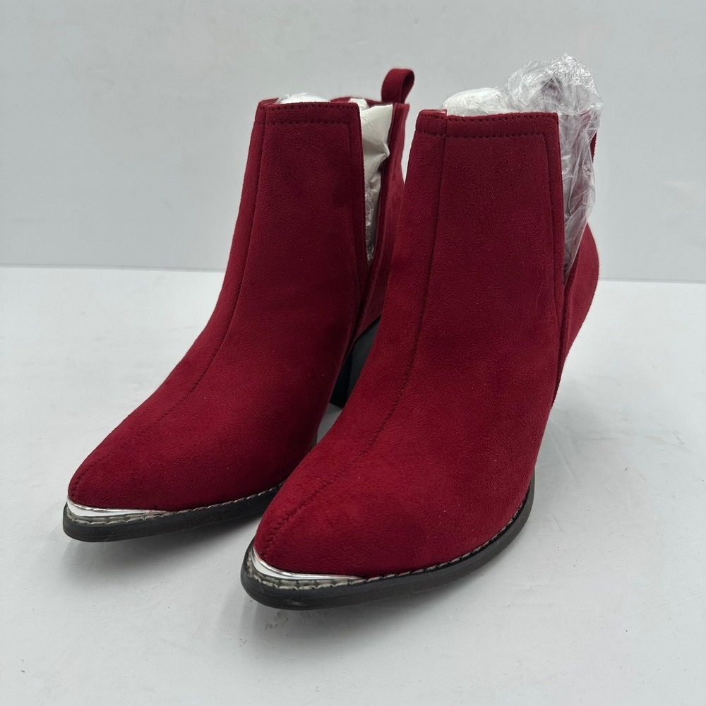 Journee Womens Whimsigoth Red Faux Suede Ankle Booties Size 6 Night Out